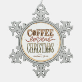 Pewter Coffee Lovers's kerstboomschildertje Tin Sneeuwvlok Ornament