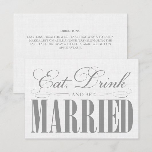 Pewter Eat, Drink & getrouwd zijn | Behuizing Informatiekaartje (Voorkant / Achterkant)