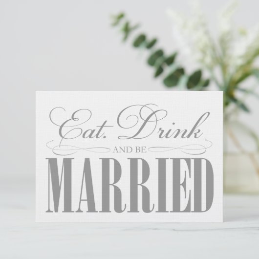 Pewter Eat, Drink & getrouwd zijn | Behuizing Informatiekaartje (Staand voorkant)