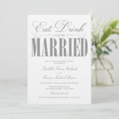 Pewter Eat, Drink & getrouwd zijn | repetitie dine Kaart (Staand voorkant)