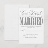 Pewter Eat, Drink & getrouwd zijn | Response Kaart (Voorkant / Achterkant)