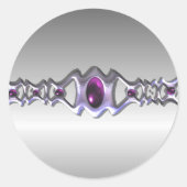 Pewter en Paarse juwelen Ronde Sticker (Voorkant)