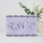 Pewter en Paarse juwelen RSVP Kaartje (Staand voorkant)