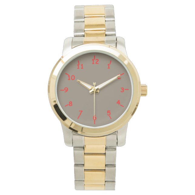 Pewter en Rood Horloge (Voorkant)