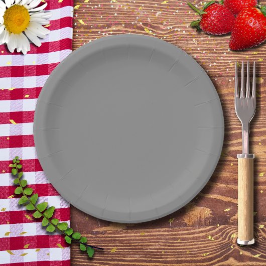 Pewter Grey Effen Kleur | Klassiek Elegant Papieren Bordje