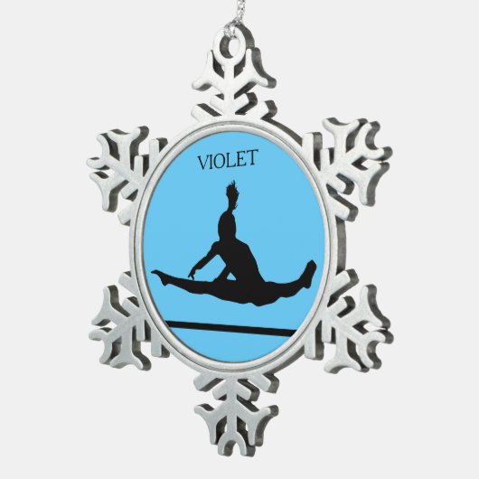 PEWTER GYMNASTICS SNOWFLAKE ORNAMENT. TIN SNEEUWVLOK ORNAMENT (Rechts)