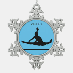 PEWTER GYMNASTICS SNOWFLAKE ORNAMENT. TIN SNEEUWVLOK ORNAMENT