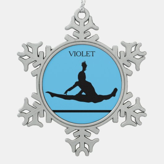 PEWTER GYMNASTICS SNOWFLAKE ORNAMENT. TIN SNEEUWVLOK ORNAMENT (Voorkant)