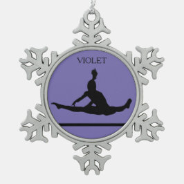 PEWTER GYMNASTICS SNOWFLAKE ORNAMENT. TIN SNEEUWVLOK ORNAMENT