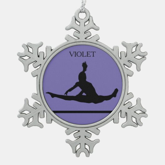 PEWTER GYMNASTICS SNOWFLAKE ORNAMENT. TIN SNEEUWVLOK ORNAMENT (Voorkant)