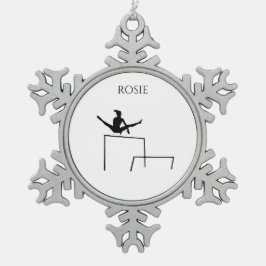 PEWTER GYMNASTICS SNOWFLAKE ORNAMENT. TIN SNEEUWVLOK ORNAMENT