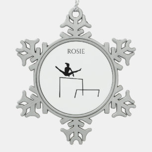 PEWTER GYMNASTICS SNOWFLAKE ORNAMENT. TIN SNEEUWVLOK ORNAMENT