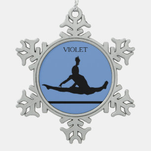 PEWTER GYMNASTICS SNOWFLAKE ORNAMENT. TIN SNEEUWVLOK ORNAMENT