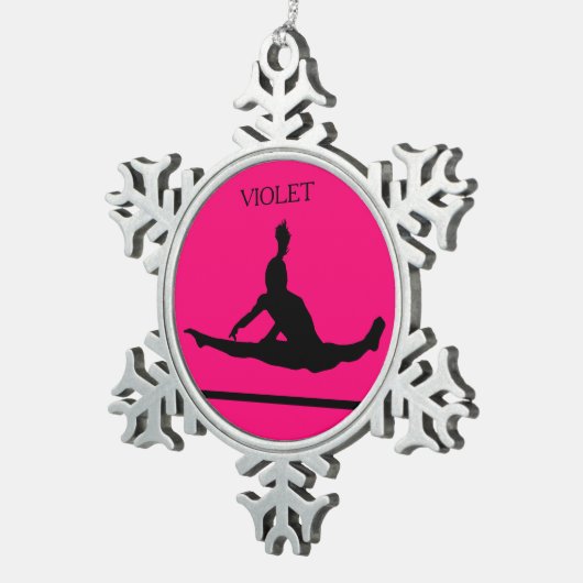PEWTER GYMNASTICS SNOWFLAKE ORNAMENT. TIN SNEEUWVLOK ORNAMENT (Rechts)