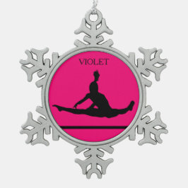 PEWTER GYMNASTICS SNOWFLAKE ORNAMENT. TIN SNEEUWVLOK ORNAMENT