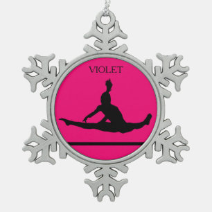 PEWTER GYMNASTICS SNOWFLAKE ORNAMENT. TIN SNEEUWVLOK ORNAMENT