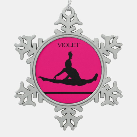 PEWTER GYMNASTICS SNOWFLAKE ORNAMENT. TIN SNEEUWVLOK ORNAMENT (Voorkant)