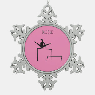 PEWTER GYMNASTICS SNOWFLAKE ORNAMENT. TIN SNEEUWVLOK ORNAMENT