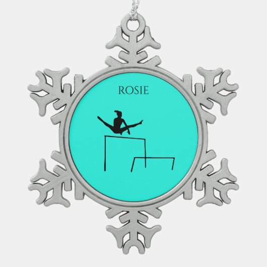 PEWTER GYMNASTICS SNOWFLAKE ORNAMENT. TIN SNEEUWVLOK ORNAMENT (Voorkant)