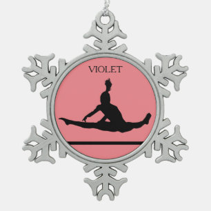 PEWTER GYMNASTICS SNOWFLAKE ORNAMENT. TIN SNEEUWVLOK ORNAMENT
