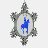 PEWTER" HORSEBACK RIDING" SNOWFLAKE ORNAMENT. TIN SNEEUWVLOK ORNAMENT (Links)