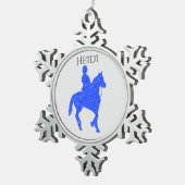 PEWTER" HORSEBACK RIDING" SNOWFLAKE ORNAMENT. TIN SNEEUWVLOK ORNAMENT (Rechts)