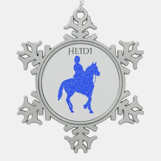 PEWTER" HORSEBACK RIDING" SNOWFLAKE ORNAMENT. TIN SNEEUWVLOK ORNAMENT (Voorkant)