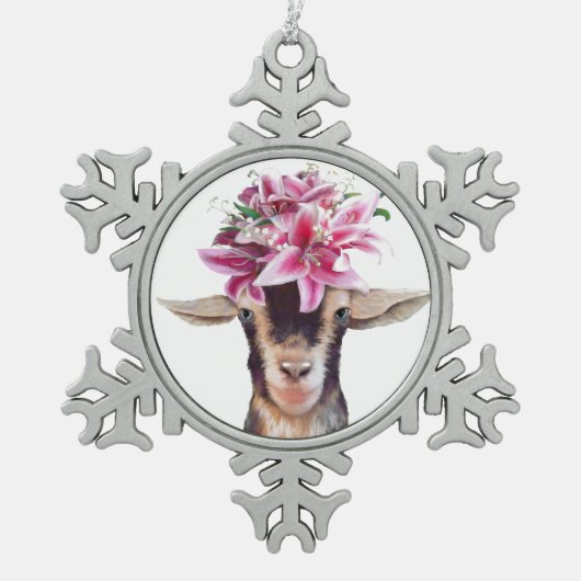 Pewter Kerst Ornament Lily de Geit (Voorkant)