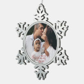 Pewter Kerstfoto Snowflake ingelijst Ornament (Rechts)