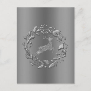 Pewter Kerstmis en rendier Feestdagenkaart