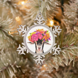 Pewter-kerstornament Posey de geit Tin Sneeuwvlok Ornament