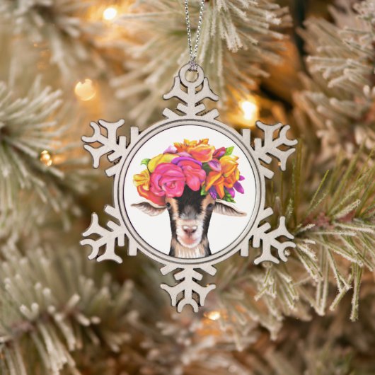 Pewter-kerstornament Posey de geit Tin Sneeuwvlok Ornament (Boom)