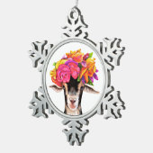 Pewter-kerstornament Posey de geit Tin Sneeuwvlok Ornament (Rechts)