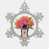 Pewter-kerstornament Posey de geit Tin Sneeuwvlok Ornament (Voorkant)
