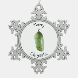 Pewter Kerstversier Merry Chrysalis Tin Sneeuwvlok Ornament