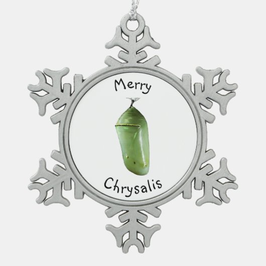 Pewter Kerstversier Merry Chrysalis Tin Sneeuwvlok Ornament (Voorkant)