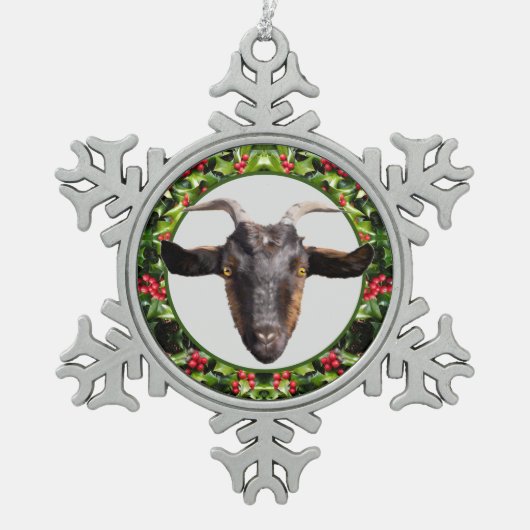 Pewter-kerstversiering Balc en Tan Goat Tin Sneeuwvlok Ornament (Voorkant)
