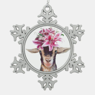Pewter-kerstversiering Lily de Goat Tin Sneeuwvlok Ornament
