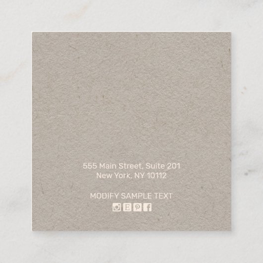 Pewter Leaves Stud Kraft Woordscherm Vierkante Visitekaartje (Achterkant)