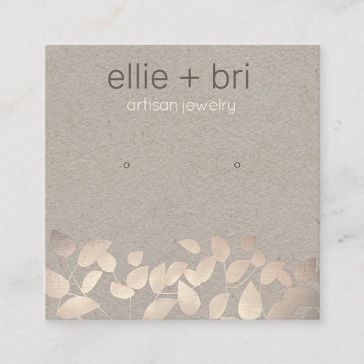 Pewter Leaves Stud Kraft Woordscherm Vierkante Visitekaartje (Voorkant)