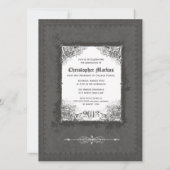 Pewter lijst fotograduatie party-uitnodiging kaart (Achterkant)