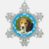 Pewter Metal Snowflake Pet Tin Sneeuwvlok Ornament (Voorkant)