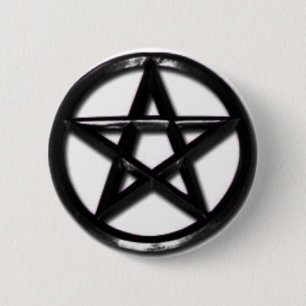 Pewter Pentacle pagan-knop Ronde Button 5,7 Cm