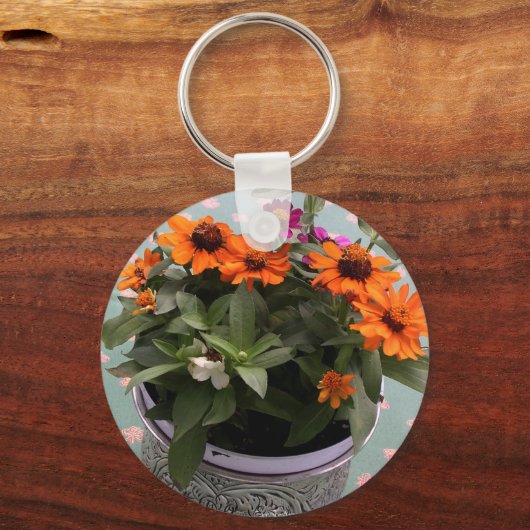 Pewter Pot Daisies Sleutelhanger (Voorkant)