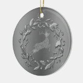 Pewter Reindeer en Wreater Kerstmis Keramisch Ornament (Links)