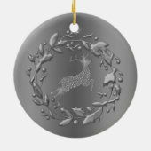 Pewter Reindeer en Wreater Kerstmis Keramisch Ornament (Achterkant)