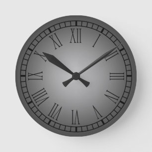 Pewter Roman Numeral Clock Ronde Klok