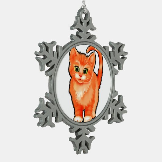 Pewter sneeuwvlok Kerstmis kitten decoratie (Links)