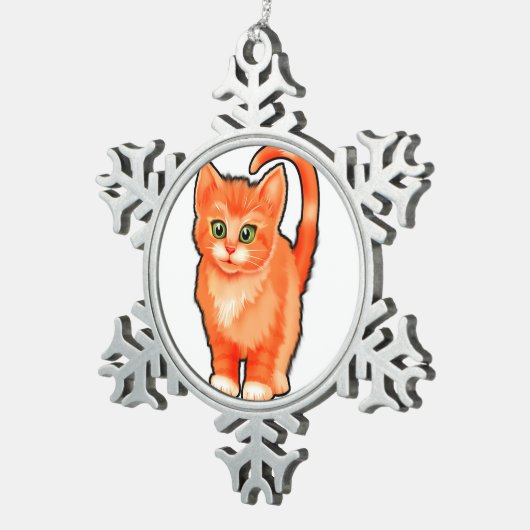 Pewter sneeuwvlok Kerstmis kitten decoratie (Rechts)