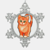 Pewter sneeuwvlok Kerstmis kitten decoratie (Voorkant)